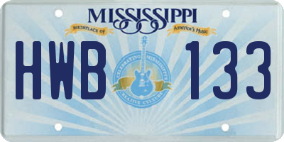 MS license plate HWB133