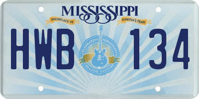 MS license plate HWB134