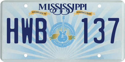 MS license plate HWB137