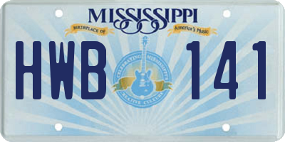 MS license plate HWB141
