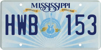 MS license plate HWB153