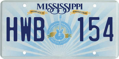 MS license plate HWB154