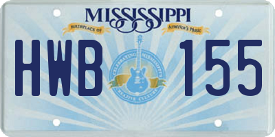 MS license plate HWB155