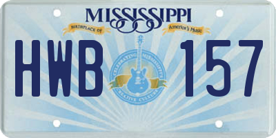 MS license plate HWB157