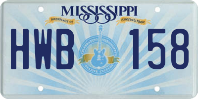 MS license plate HWB158