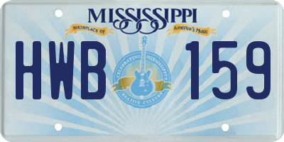 MS license plate HWB159