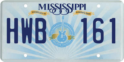 MS license plate HWB161