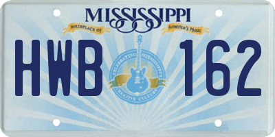 MS license plate HWB162