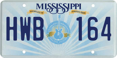 MS license plate HWB164