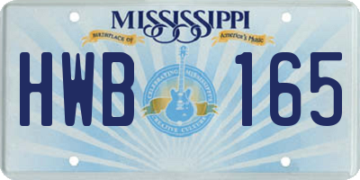 MS license plate HWB165