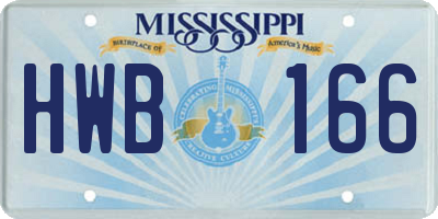 MS license plate HWB166