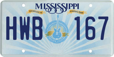 MS license plate HWB167