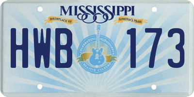 MS license plate HWB173