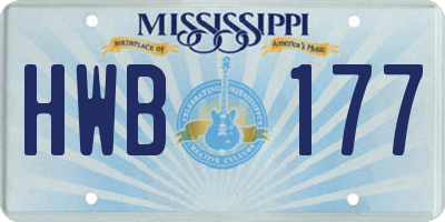 MS license plate HWB177