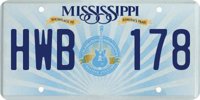 MS license plate HWB178