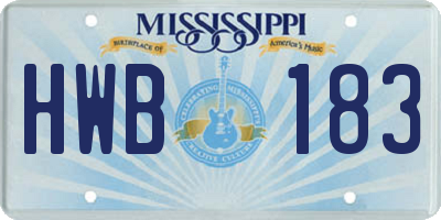 MS license plate HWB183