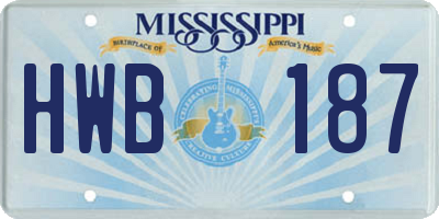 MS license plate HWB187
