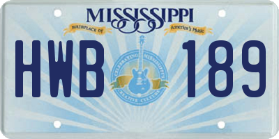 MS license plate HWB189