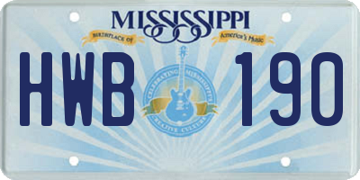 MS license plate HWB190