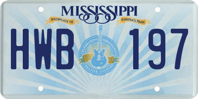 MS license plate HWB197