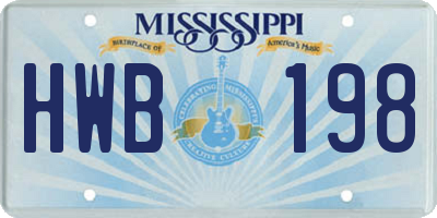 MS license plate HWB198