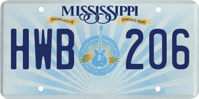 MS license plate HWB206