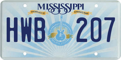 MS license plate HWB207