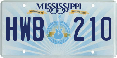 MS license plate HWB210