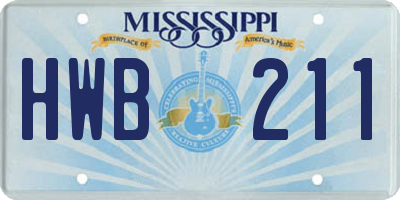 MS license plate HWB211