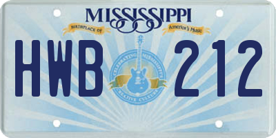 MS license plate HWB212