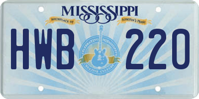 MS license plate HWB220