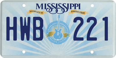 MS license plate HWB221