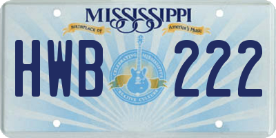 MS license plate HWB222