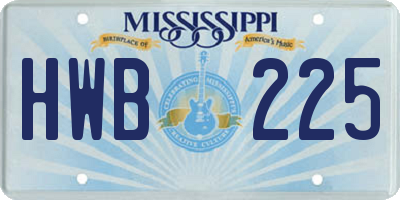 MS license plate HWB225