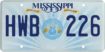 MS license plate HWB226