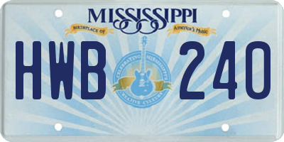 MS license plate HWB240