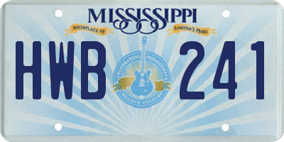 MS license plate HWB241
