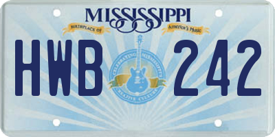 MS license plate HWB242