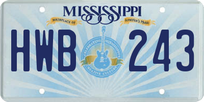 MS license plate HWB243