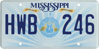 MS license plate HWB246