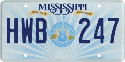 MS license plate HWB247