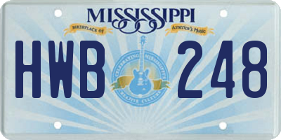 MS license plate HWB248