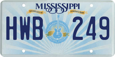 MS license plate HWB249