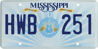 MS license plate HWB251