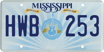 MS license plate HWB253