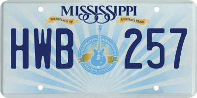 MS license plate HWB257