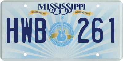 MS license plate HWB261