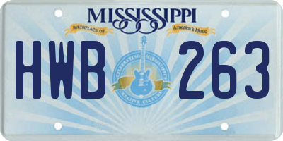 MS license plate HWB263