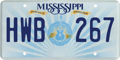 MS license plate HWB267