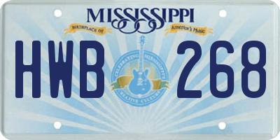 MS license plate HWB268